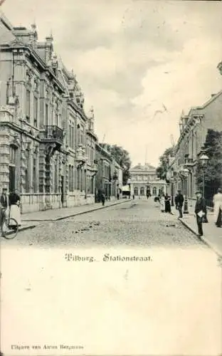 Ak Tilburg Nordbrabant Niederlande, Stationstraat