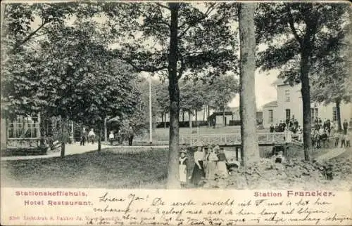 Ak Franeker Friesland Niederlande, Stationskoffiehuis, Hotel, Restaurant