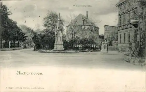 Ak Aschersleben im Salzlandkreis, Wilhelmsplatz, Denkmal