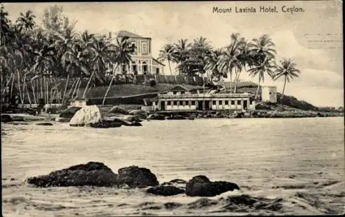 Ak Mount Lavinia Ceylon Sri Lanka, Mount Lavinia Hotel, Strandblick