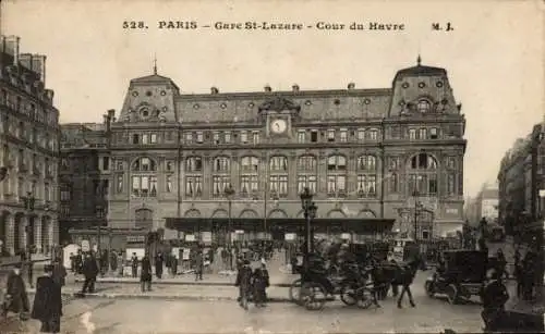 Ak Paris VIIIe Élysée, Gare St Lazare, Cour du Havre