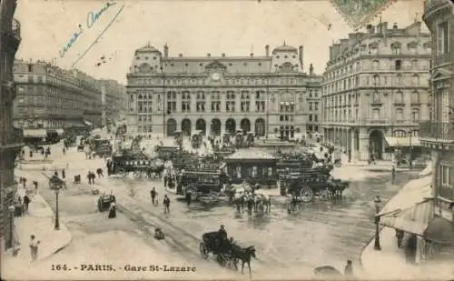 Ak Paris VIII, Gare Saint Lazare, Kutsche