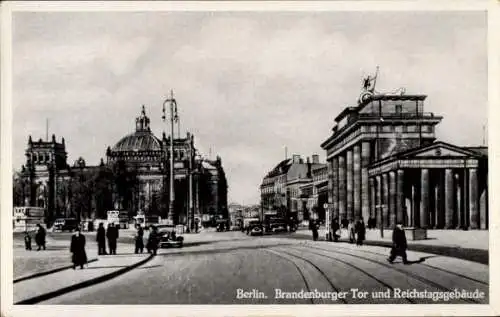 Ak Berlin, Brandenburger Tor, Reichstagsgebäude