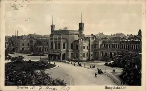 Ak Wrocław Breslau Schlesien, Hauptbahnhof