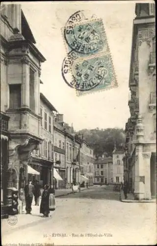 Ak Épinal Lorraine Vosges, Rue de Hôtel de Ville