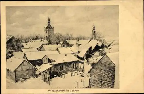 Ak Jaunjelgava Friedrichstadt Lettland, Winteransicht