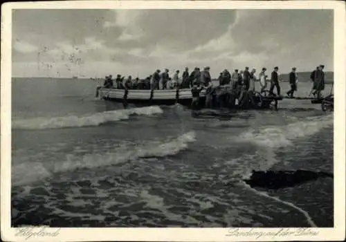 Ak Nordseeinsel Helgoland, Landung auf der Düne