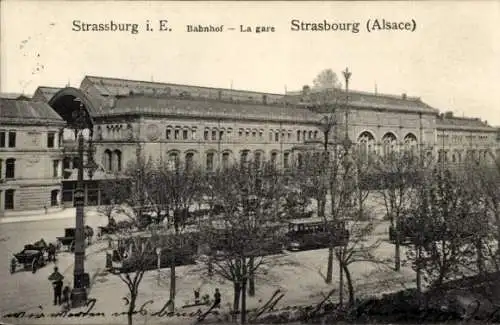 Ak Strasbourg Straßburg Elsass Bas Rhin, Bahnhof