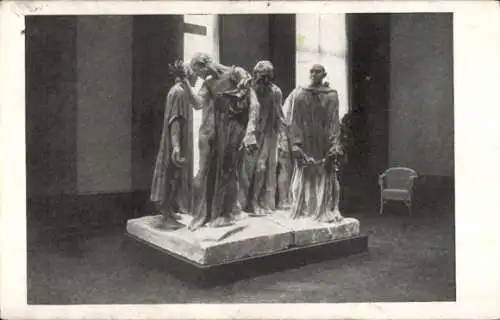 Ak Calais Pas de Calais, Les Bourgeois de Calais, Rodin-Ausstellung, Skulptur