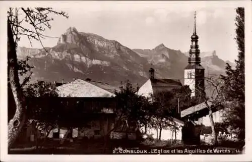 Ak Combloux Haute Savoie, Kirche, les Aiguilles de Warens