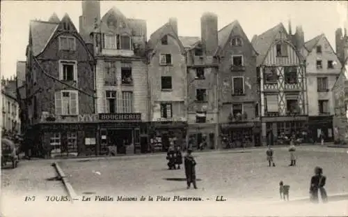 Ak Tours Indre et Loire, Les Vieilles Maisons de la Place Plumereau