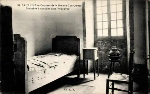 Ak Saint-Pierre-de-Chartreuse Isère, Couvent de la Grande Chartreuse, Schlafzimmer