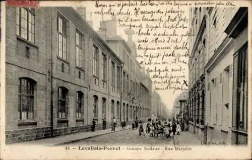 Ak Levallois Perret Hauts de Seine, Schulgruppe, Rue Marjolin