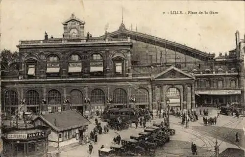 Ak Lille Nord, Bahnhofsplatz, Straßenbahn