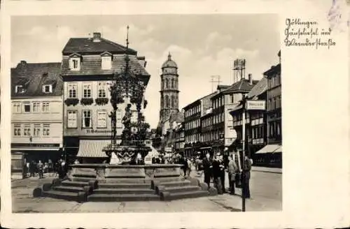 Ak Göttingen in Niedersachsen, Gänseliesel-Brunnen, Weenderstraße
