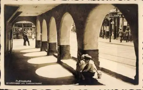 Ak Flensburg in Schleswig Holstein, Arkaden, Schrangen, Nordermarkt