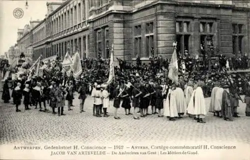 Ak Anvers Antwerpen Flandern, Cortege commemoratif H. Conscience 1912, Le Metiers de Gand