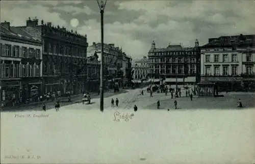 Mondschein Ak Liège Lüttich Wallonien, Place St. Lambert