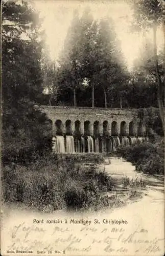 Ak Montignies Saint Christophe Erquelinnes Wallonien Hennegau, römische Brücke
