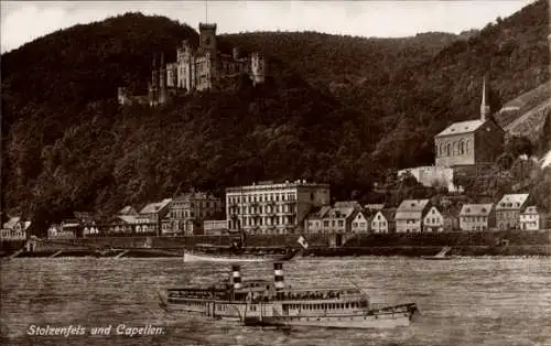 Ak Capellen Kapellen Stolzenfels Koblenz am Rhein, Dampfer