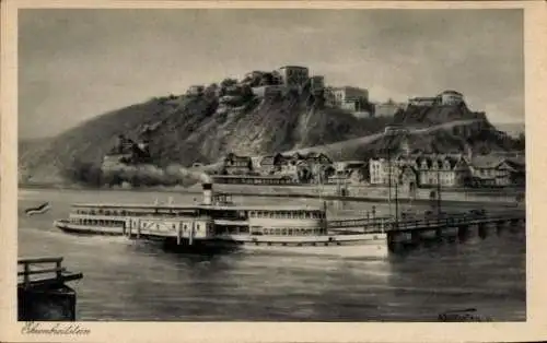 Künstler Ak Ehrenbreitstein Koblenz am Rhein, Schiff