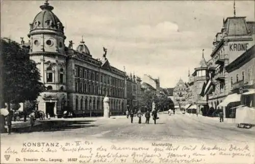 Ak Konstanz am Bodensee, Marktplatz, Geschäfte, Wohnhäuser