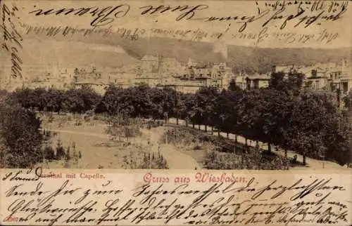 Ak Wiesbaden in Hessen, Nerothal mit Kapelle