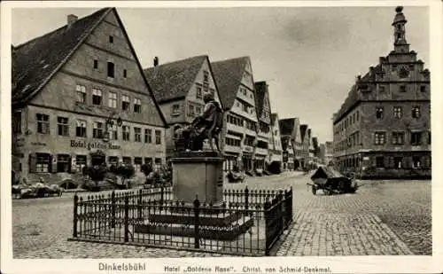 Ak Dinkelsbühl in Mittelfranken, Hotel Goldene Rose, Christ. von Schmid-Denkmal