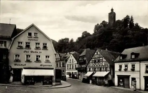 Ak Bad Berneck im Fichtelgebirge Oberfranken, Marktplatz, Blick zum Schlossberg, Logierhaus