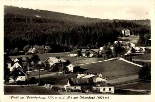 Ak Fleckl im Fichtelgebirge Warmensteinach Oberfranken, Teilansicht mit Ochsenkopf