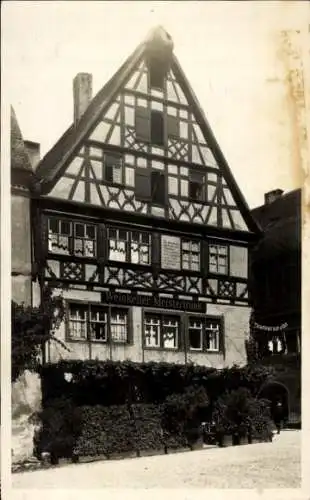 Ak Rothenburg ob der Tauber Mittelfranken, Weinkeller Meistertrunk, Löchle, Fachwerkhaus