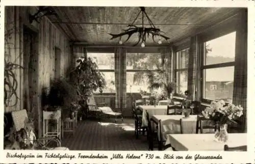 Ak Bischofsgrün im Fichtelgebirge, Fremdenheim Villa Helene, Glasveranda, Wintergarten