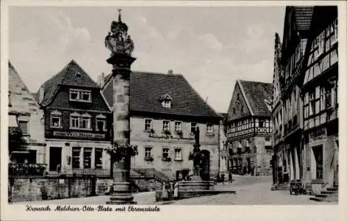 Ak Kronach in Oberfranken, Melchior-Otto-Platz, Ehrensäule