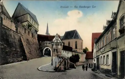 Ak Kronach in Oberfranken, Bamberger Tor, Kirchturm