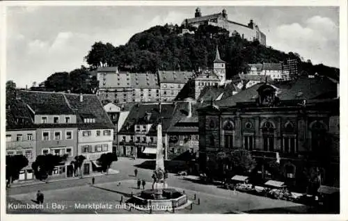 Ak Kulmbach in Oberfranken, Marktplatz mit Plassenburg