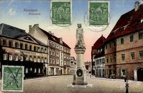 Ak Kulmbach in Oberfranken, Holzmarkt, Denkmal