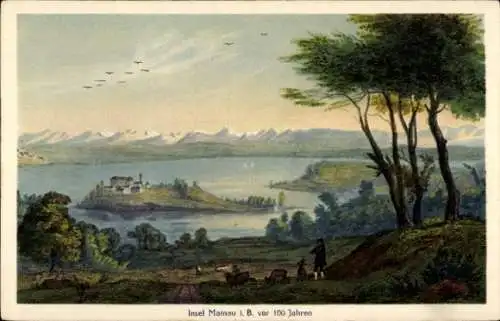Künstler Ak Insel Mainau im Bodensee, Panorama, vor 100 Jahren