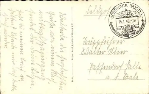 Ak Schöneck im Vogtland, Gesamtansicht, Winter