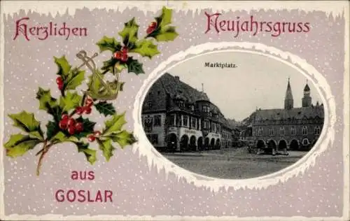 Ak Goslar am Harz, Marktplatz, Neujahrsgrüße