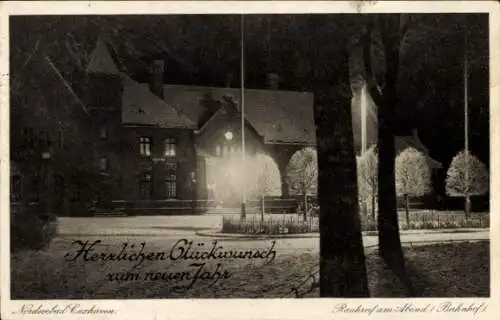 Ak Nordseebad Cuxhaven, Bahnhof, Raureif am Abend