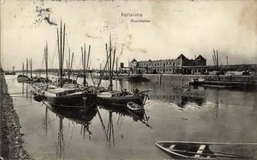 Ak Karlsruhe in Baden, Rheinhafen