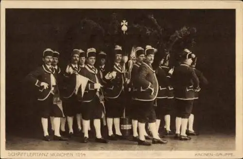 Ak München, Schäfflertanz 1914, Kronengruppe