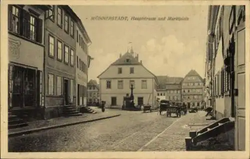 Ak Münnerstadt Bayern, Hauptstraße und Marktplatz