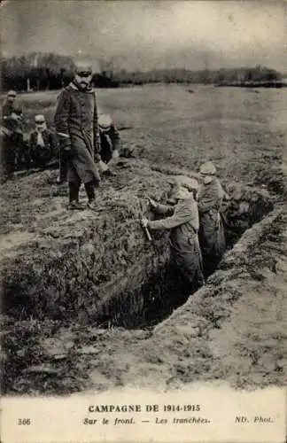 Ak Französische Soldaten im Schützengraben, I WK