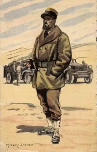Künstler Ak Lajoux, Edmond, Armee Francaise de la Liberation, Infanterie Coloniale, Officier