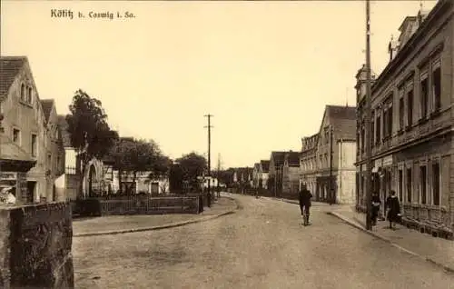 Ak Kötitz Coswig, Blick in eine Straße