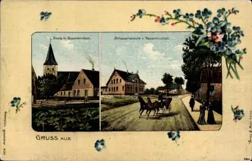 Litho Neuenkirchen Schwanewede Niedersachsen, Kirche, Straßenpartie