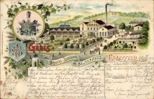 Litho Elberfeld Wuppertal, Brauerei-Ausschank von W. Saurenhaus