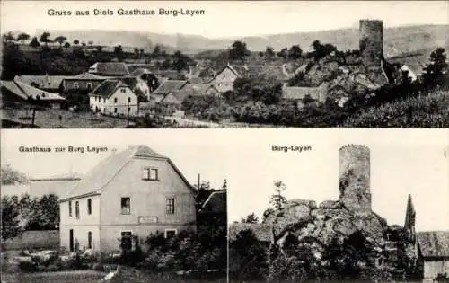 Ak Rümmelsheim Bingerbrück Land, Burg Layen, Gasthaus von Diels