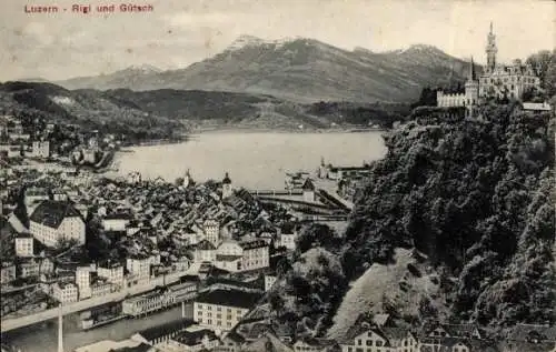 Ak Stadt Luzern Schweiz, Panorama, Rigi, Gütsch
